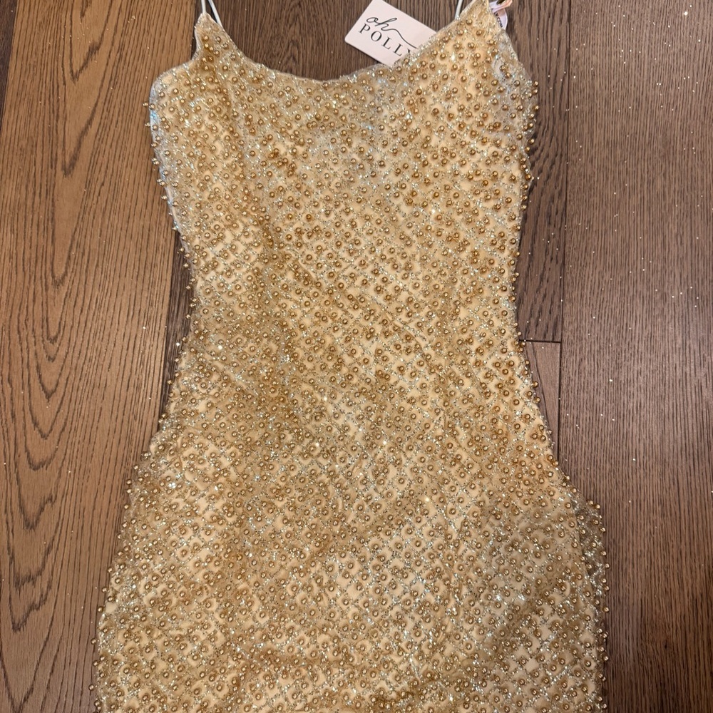 Oh Polly Gold Beaded Dress